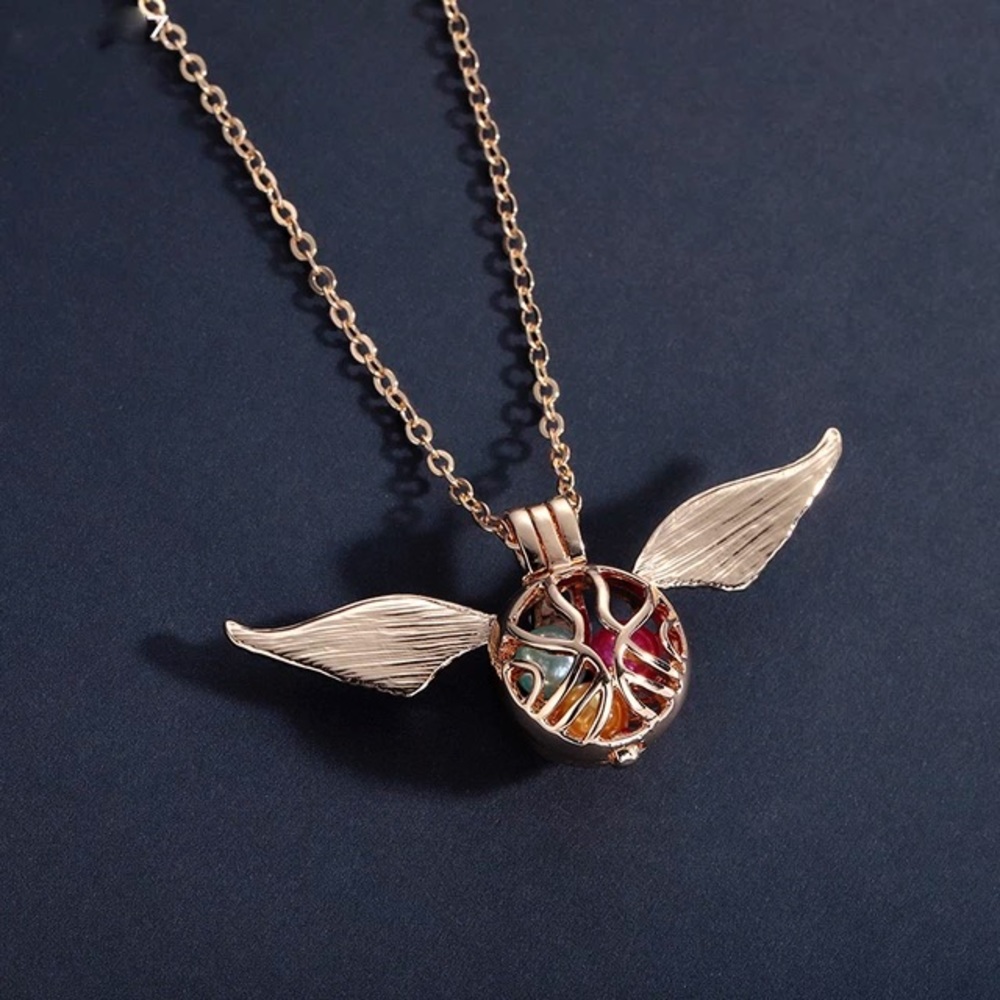 Gold plated angel pearl necklace